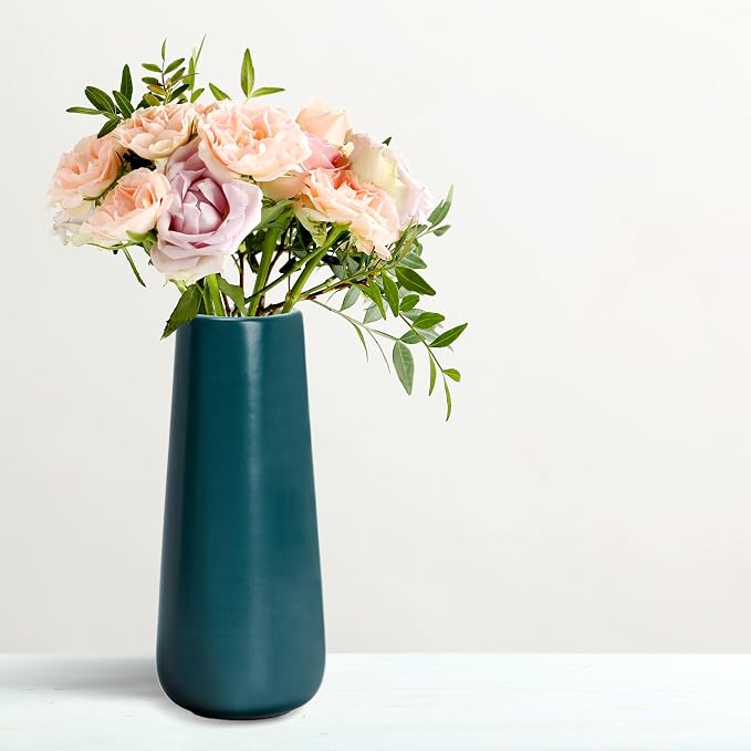 D'vine Dev 11 Inch Ceramic Flower Vase Matte Finishing, Minimalist Design - Image 6