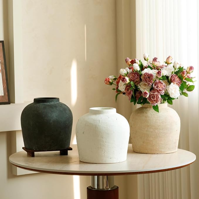 Large Ceramic Vase, Rustic Farmhouse Terracotta Vase - Image 8