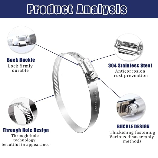 6PCS Adjustable Stainless Steel Duct Clamps - Image 4