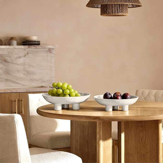 Three-Leg Ceramic Fruit Bowl, 10 Inch Oval Serving Dish - Image 5