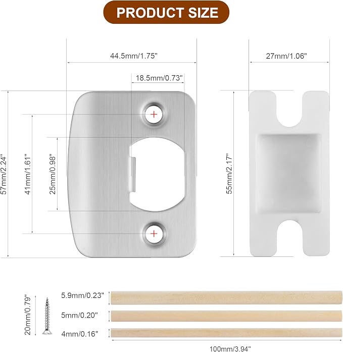 Door Strike Plate for Interior Doors, Brushed Nickel, 1 Pack | 2-1/4"x1-3/4" - Image 5