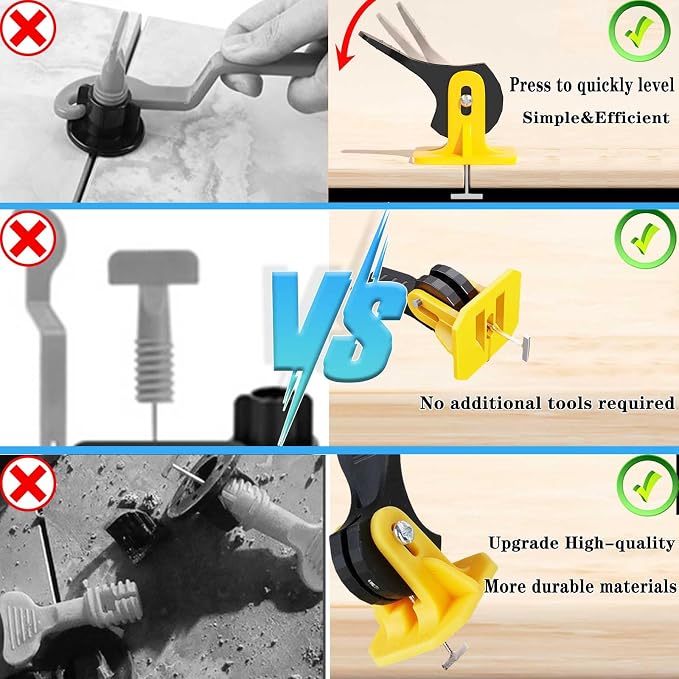 Tile Leveling System Kit Tile Spacers 100pcs Reusable Leveler+Extra 100pcs - Image 5