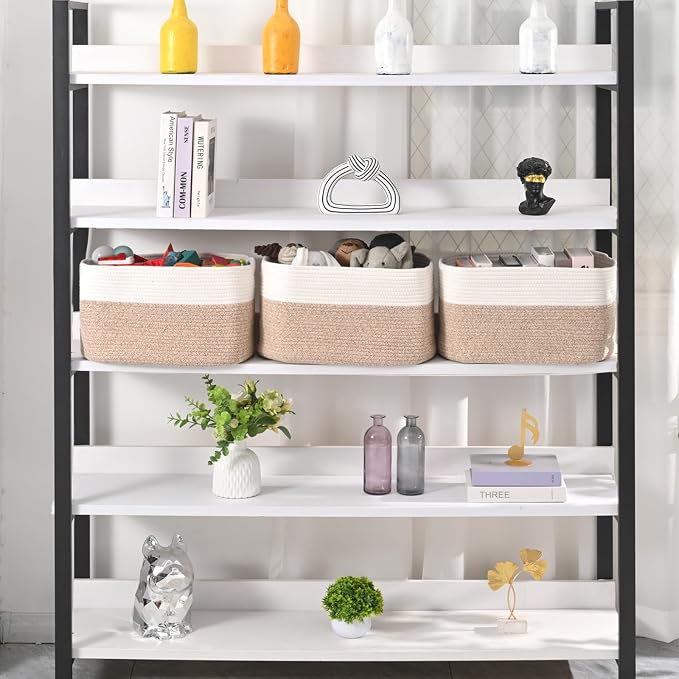 ICERZCZ Large Storage Baskets for Organizing Shelves, Woven Cotton Rope Bins - Image 2