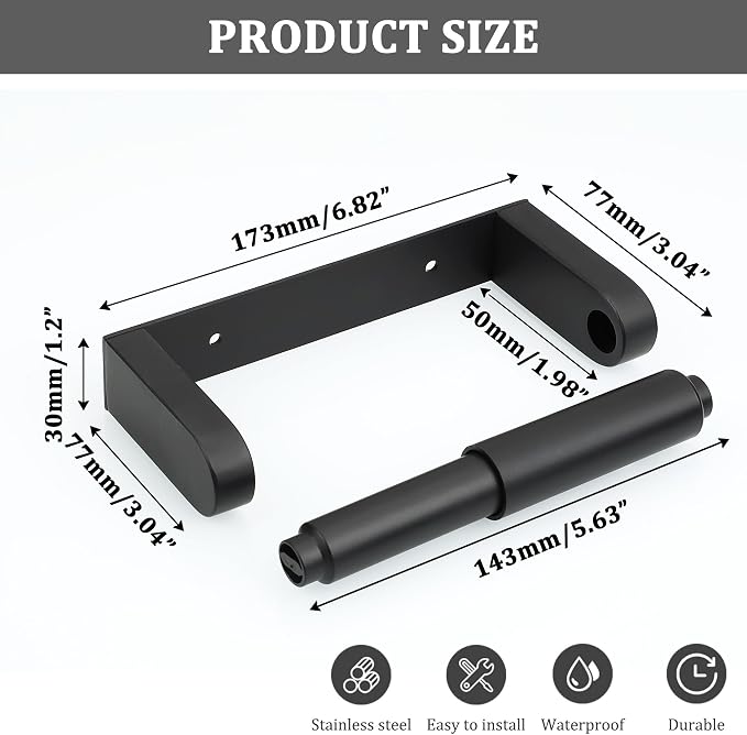 Alise Black Toilet Paper Holder Wall Mounted - Image 5