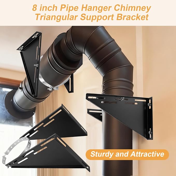 Adjustable 8" Chimney Pipe Wall Support Bracket - Image 5