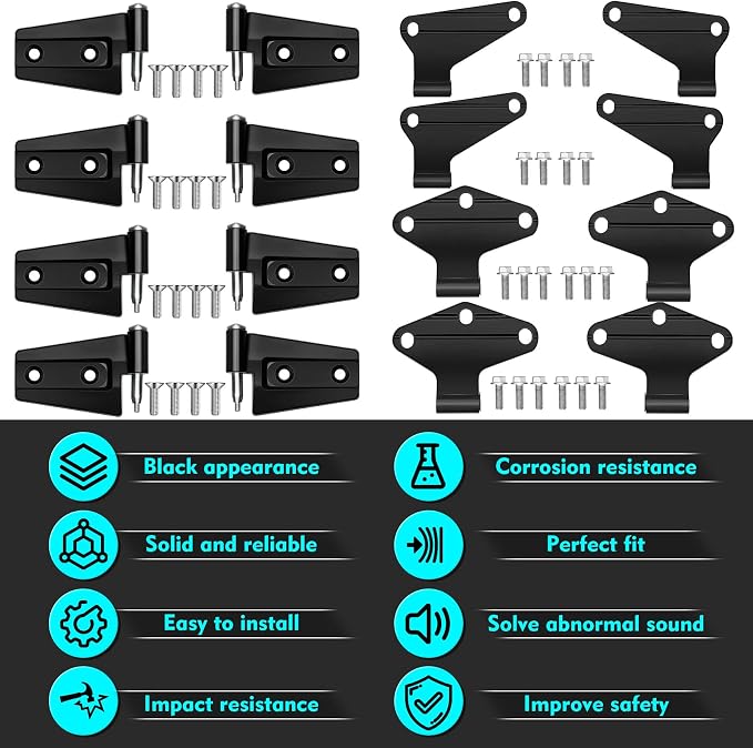 4 Door Hinge Assembly Kit for 2007-2018 Jeep Wrangler JK & JKU Unlimited | - Image 5