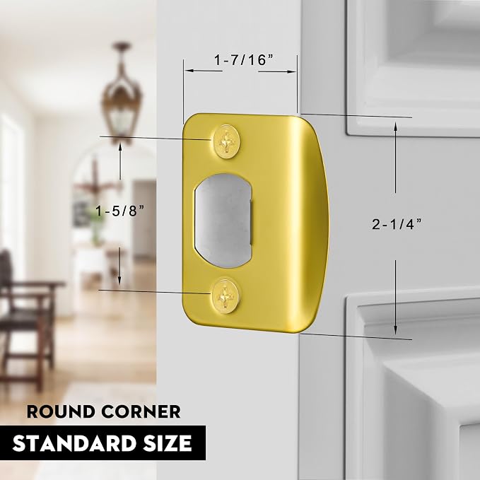 Door Strike Plate for Interior Doors, Polished Gold, 1 Pack | 2-1/4"x1-3/4" - Image 2