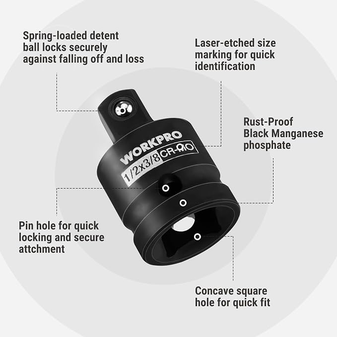 WORKPRO 6-PC Impact Socket Adapter Set - Image 4