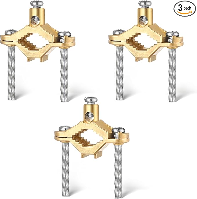 Feekoon 3 Pcs 1/2" to 1" Ground Clamp, #10 to #2 Wire Range | Copper Alloy by FEEKOON