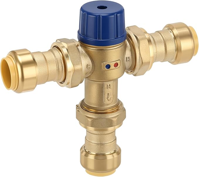 Thermostatic Mixing Valve 3/4 Inch Push-fit Mixing Valve, Temperature Control by HOME