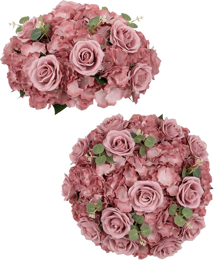 BLOSMON Fake Flower Balls Table Centerpieces, Dusty Pink | 15.7" Dia Artifical by Blosmon