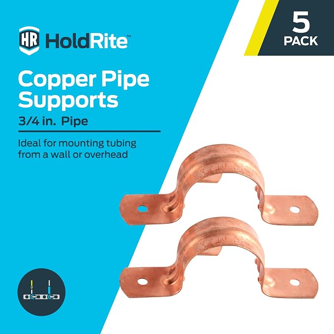 HoldRite 3/4 Inch Copper 2-Hole Strap, 5 Pack, Pipe Support - Image 2