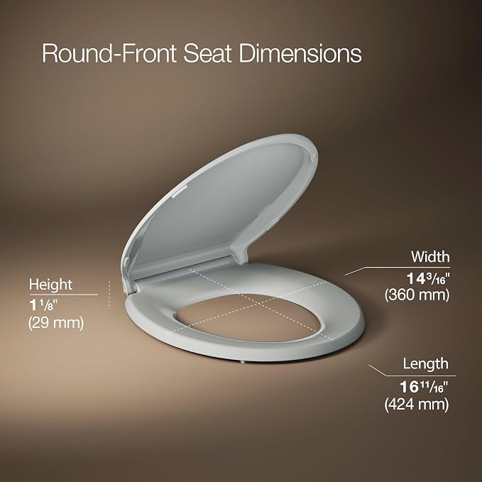 KOHLER 4639-RL-95 Cachet ReadyLatch Round Toilet Seat Soft Close, Ice Grey - Image 3