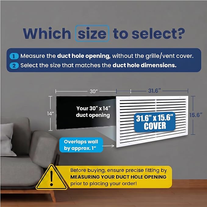 30x14 Aluminum Wall Ceiling Air Return Vent Cover HVAC Rustproof Grille - Image 2