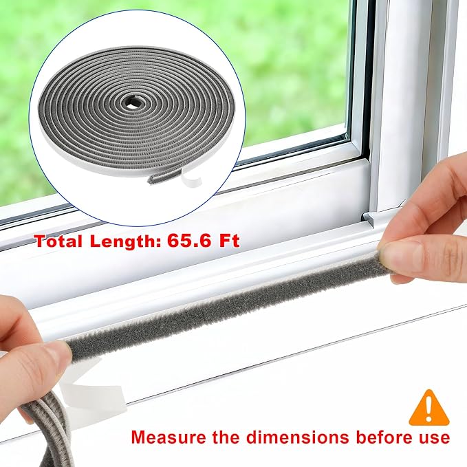 66 Ft Weather Stripping Door Seal, Self-Adhesive Door Insulation Strip | - Image 3