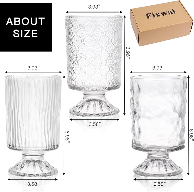Fixwal 3pcs Vintage Glass Vases, Ribbed Glass Containers - Image 2