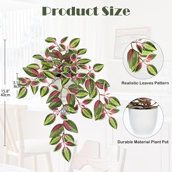 Briful Small Faux Plants Indoor Artificial Potted Silk Plants Fake Watermelon - Image 2