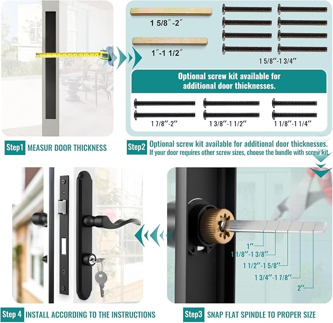 MaxxGeek Flat Slot Storm Door Handle Complete Set, Mortise Keyed Lever Mount - Image 7