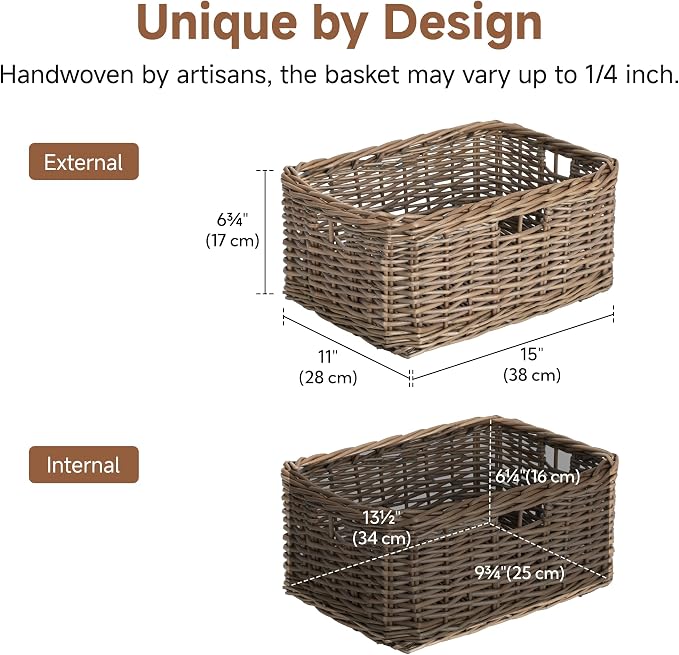 StorageWorks Pantry Baskets, Willow Storage Baskets - Image 2