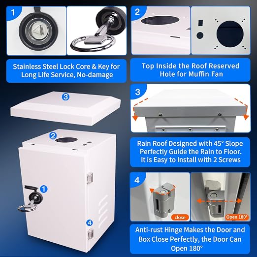 Outdoor Electrical Enclosure Nema Box16x20x10 Removable Mount Plate&FanVent | - Image 4