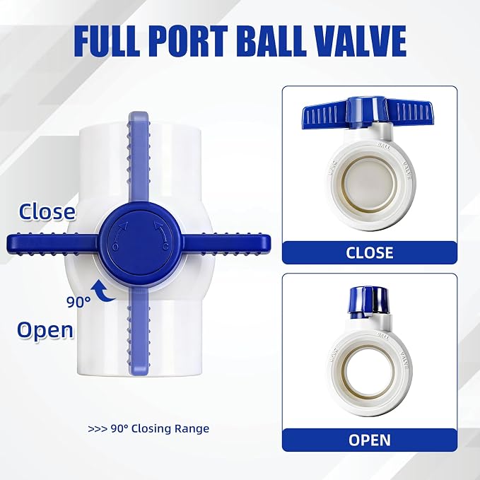 10Pack PVC Ball Valves 3/4'' NPT Threaded Full Port, T-handle SCH40 Water Pipe - Image 7