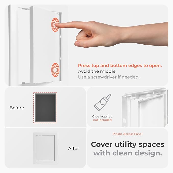 6x8 Inch White Access Panel for Drywall – ABS Plastic Square Wall, Ceiling - Image 3