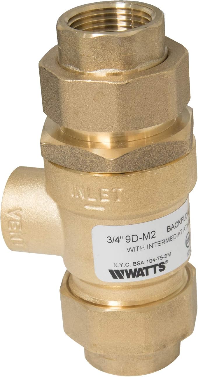 Watts 9D 3/4" Brass Dual Check Valve Backflow Preventer Union Female NPT by WATTS