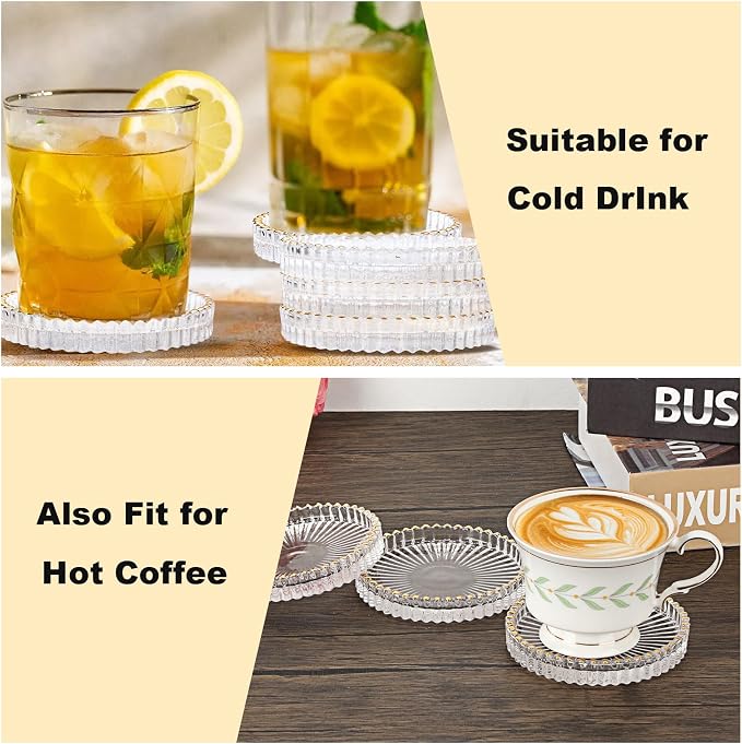 Set of 5 Modern Clear Coaster-Glass Coasters - Image 4