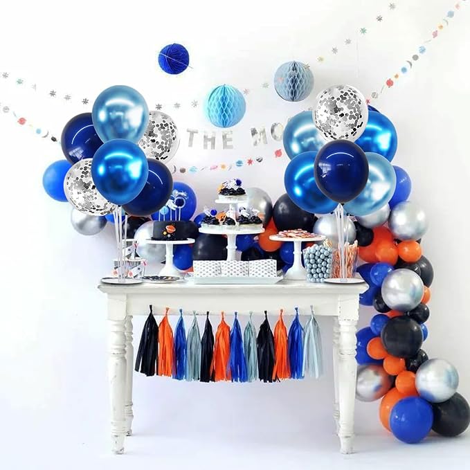 TONIFUL 4 Set Metallic Blue Silver Balloon Stand Balloon Centerpiece Table | - Image 7