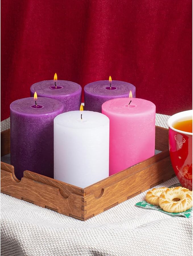 3x4 Inch Advent Pillar Candles Set of 5 - Image 5
