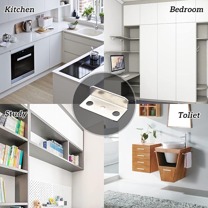 AOCEAN 24 PCS Angled Drawer Lock Strike Plate L-Shaped Cabinet Cupboard Drawer - Image 6