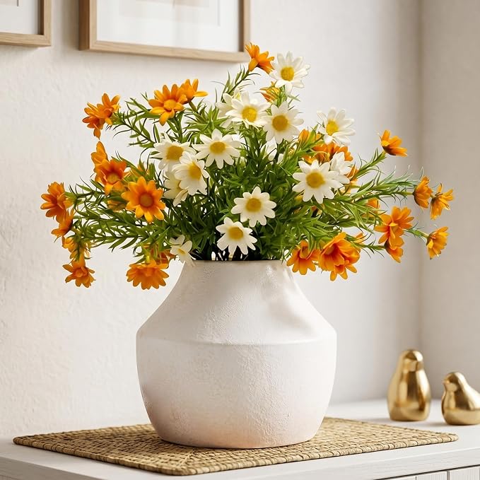 White Ceramic Flower Vase for Centerpieces, 5.2in Small Hydrangea Vase | - Image 7