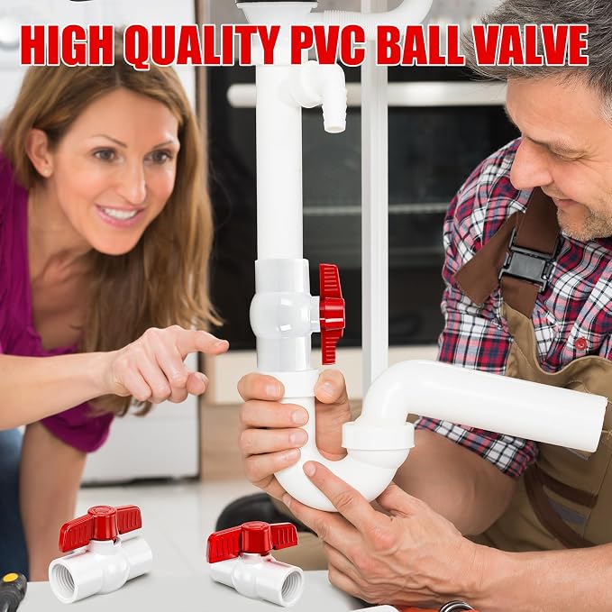 YADIAN 5 Pack 3/4'' PVC Ball Valves, T-handle Water Shut-Off Ball Valve Threaded - Image 5