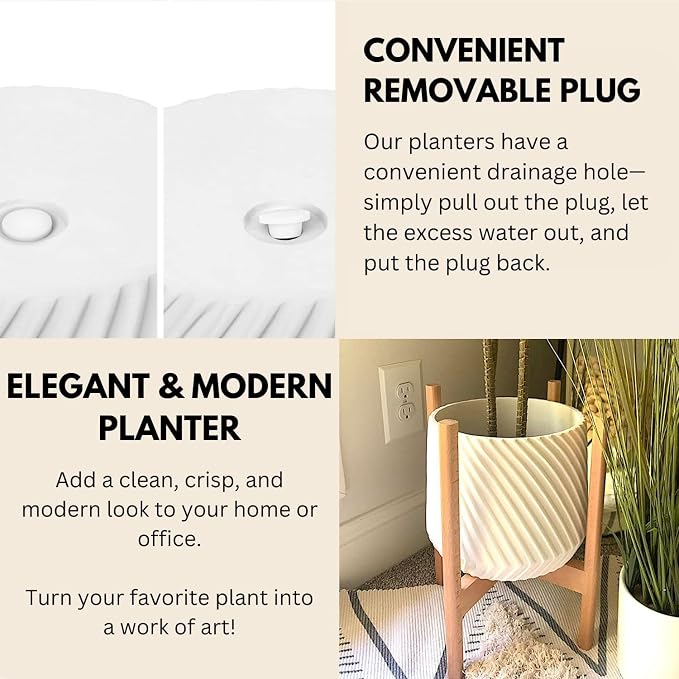 Fox & Fern Large Planter for Indoor or Outdoor, Matte White, 12 Inch | UV & - Image 4