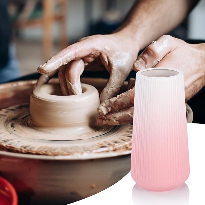 Gradient Pink Ceramic Vase, GUKJOB Small Cute Flower Vase - Image 7