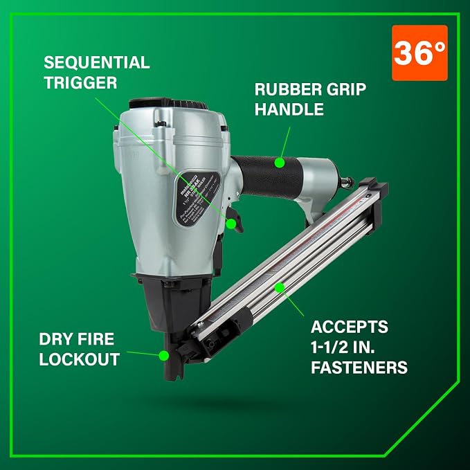 Metabo HPT Pneumatic Strip Nailer, 36° Metal Connector Tool, NR38AK | Fastens - Image 4