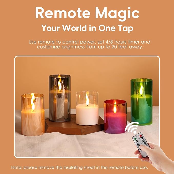 Green Glass Flameless Pillar Candles - Image 4