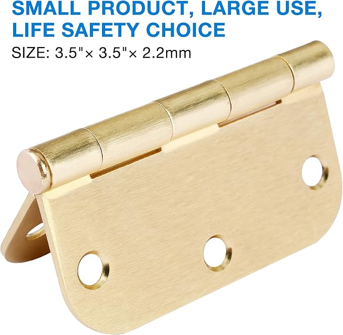 Door Hinges Satin Brass 3.5 Inch x 3.5" Interior Gold Door Hinges - Image 6