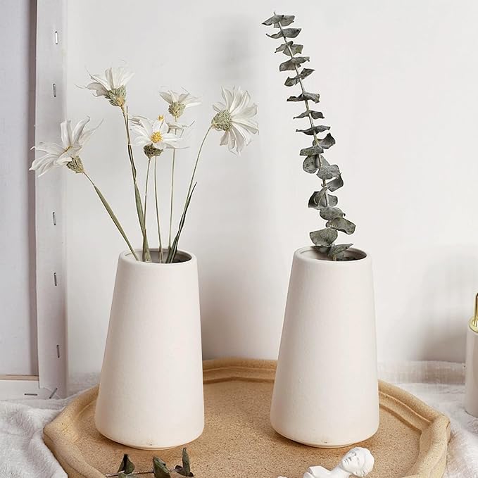 Modern White Small Ceramic Vase Set of 6 - Image 7