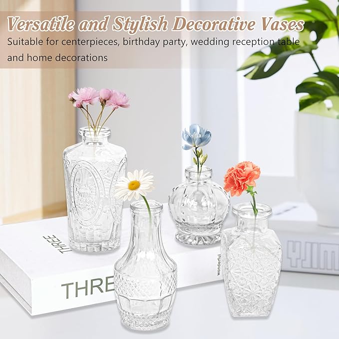 Set of 40 Glass Bud Vases, Small Clear Glass Vases in Bulk, Mini Vintage - Image 5