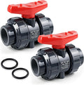 2PCS PVC Union Ball Valve, ASTM EPDM O-ring, Slip Socket Ball Valve by Boltigen