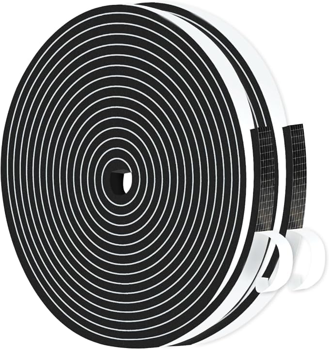 Weather Stripping, High Density CR, Strong Adhesive, 1/4 in x 1/8 in x 26Ft | by MIKONIYA