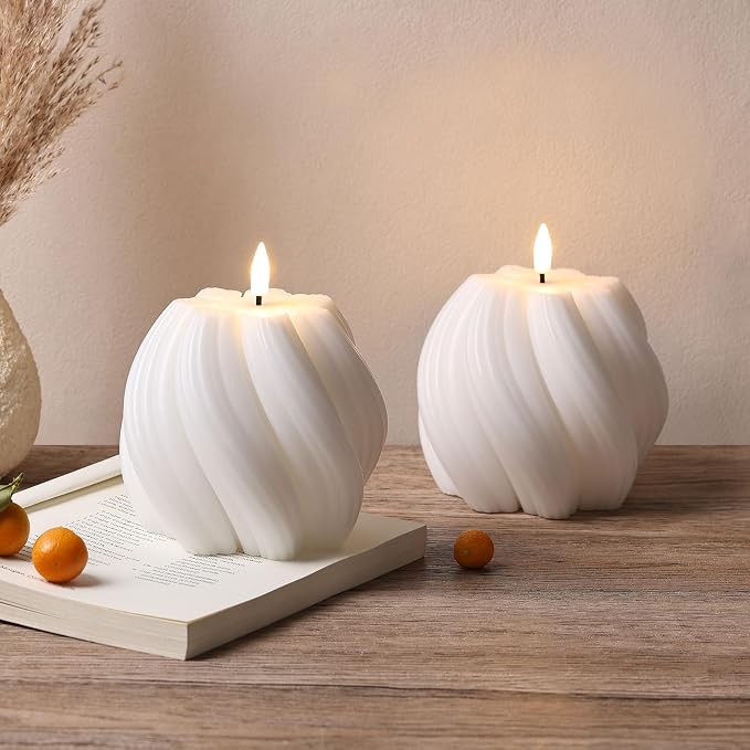 White Swirl Flameless Candles - Image 6