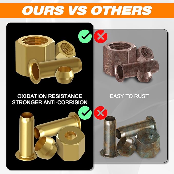 120PCS 1/4 inch Compression Fittings Assortment kit -（1/4") 50 Brass - Image 4