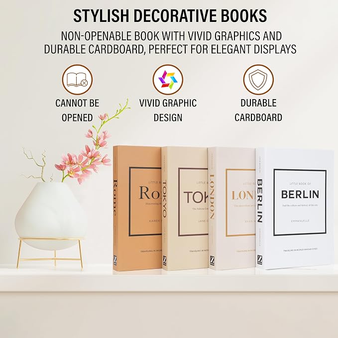 4 Pcs Decorative Books | Faux Mocha Coffee Table & Shelf Decor | Warm Modern - Image 9