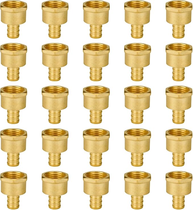 25-Pack 1/2" PEX Female Adapter, PEX Fittings 1/2 Inch, Brass | Crimp Fitting by SUNGATOR