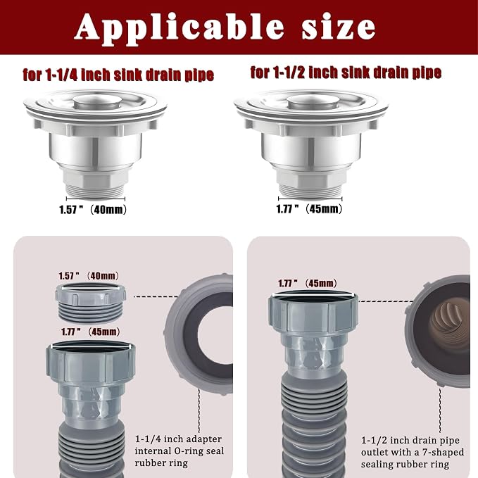 1-1/2 Inch Flexible Sink Drain Pipe, Scalable 13-33.5 Inch P Trap Pipe - Image 2