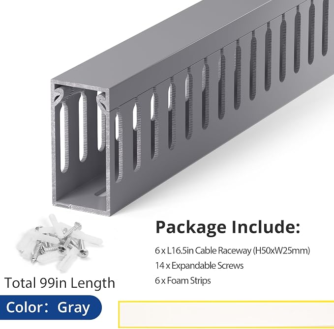 ZhiYo 2" H x 1" W Cable Management Raceway, 99in Under Desk Channel, 16.5in Each - Image 5