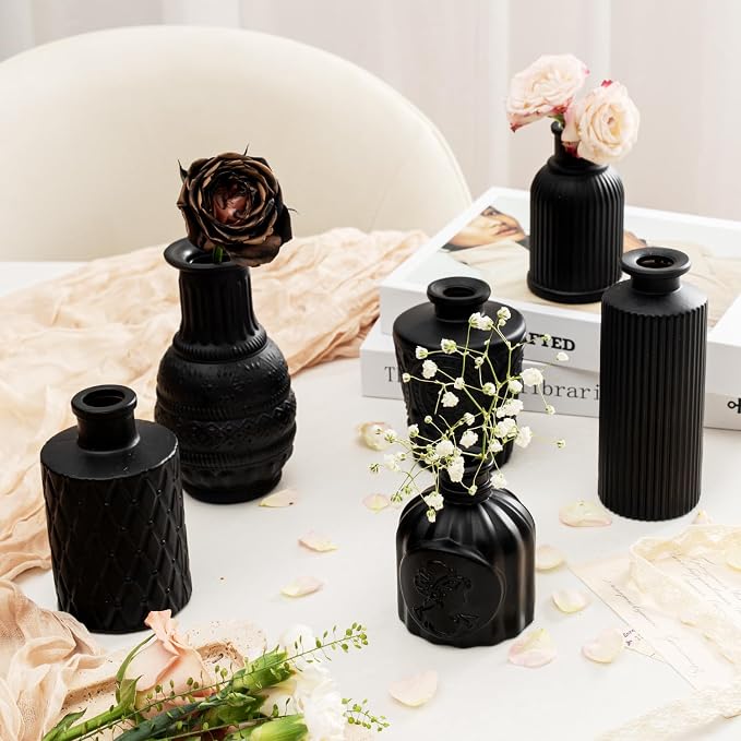 Black Glass Bud Vase Set of 24 Pcs, Small Bud Vases in Bulk, Glass Crystal - Image 7