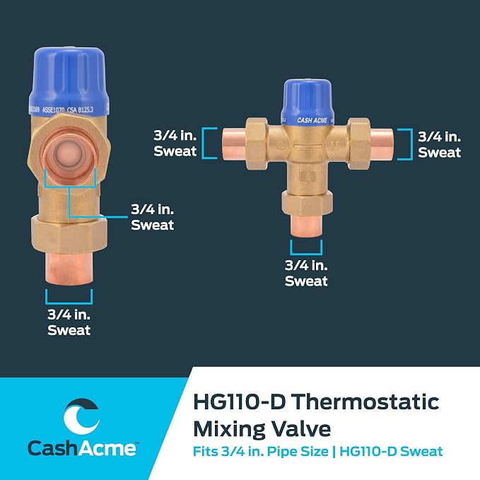Cash Acme 3/4 Inch HG110-D Sweat Thermostatic Mixing Valve - Image 5